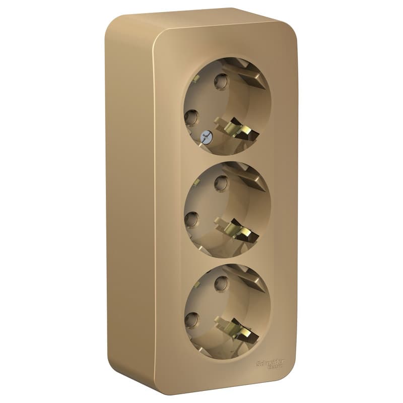 Розетка тройная с заземлением Systeme Electric Blanca BLNRA010314, цвет титан, три евроразъема с заземлением.