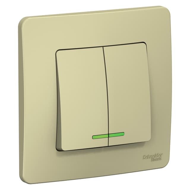 Выключатель двухклавишный с подсветкой Schneider Electric Blanca бежевый BLNVS010517