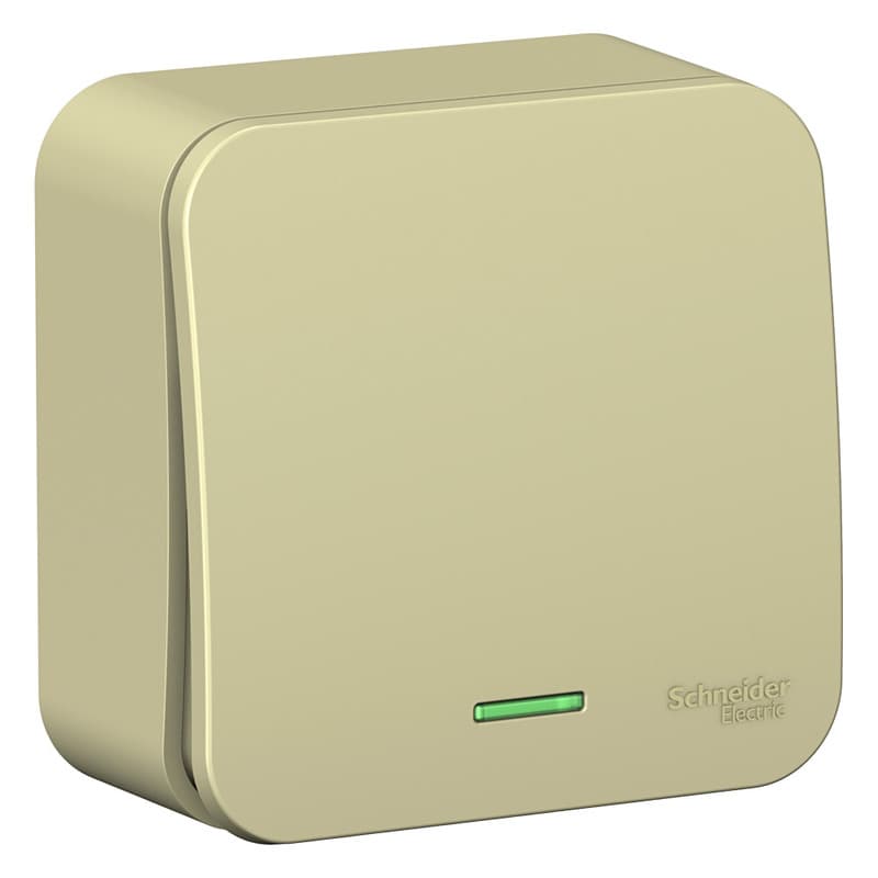 Выключатель одноклавишный проходной с подсветкой Systeme Electric Blanca BLNVA106117, цвет бежевый, световой индикатор, управление светом из двух мест.