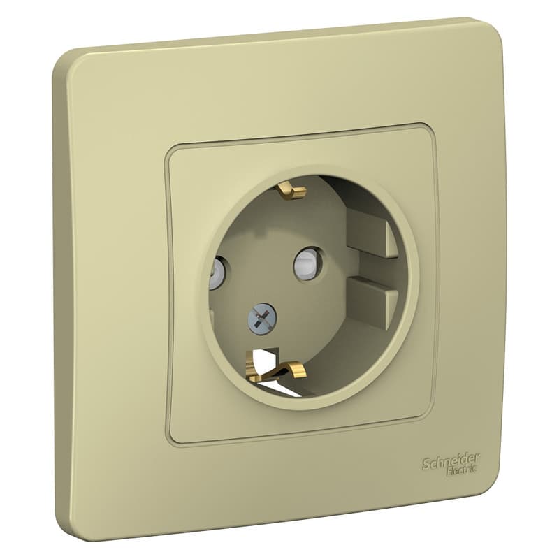 Розетка с заземлением и защитными шторками Schneider Electric Blanca бежевый BLNRS001117