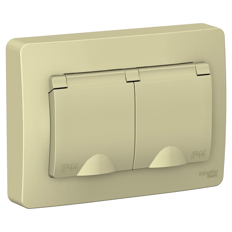 Розетка двойная с крышкой и защитными шторками Schneider Electric Blanca бежевый BLNRS441127