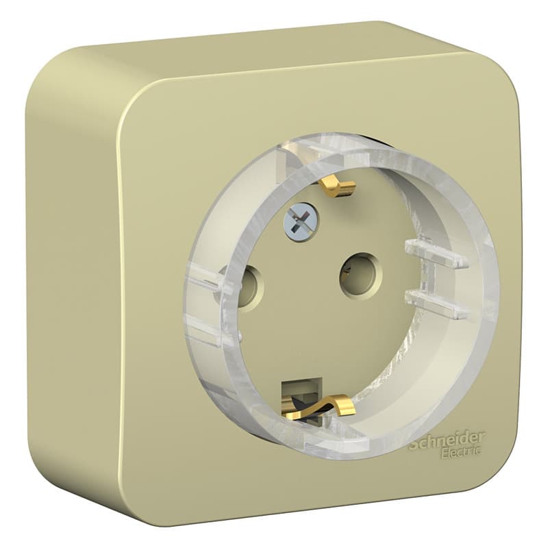Розетка с заземлением Systeme Electric Blanca BLNRA110117, цвет бежевый, с заземляющим контактом.