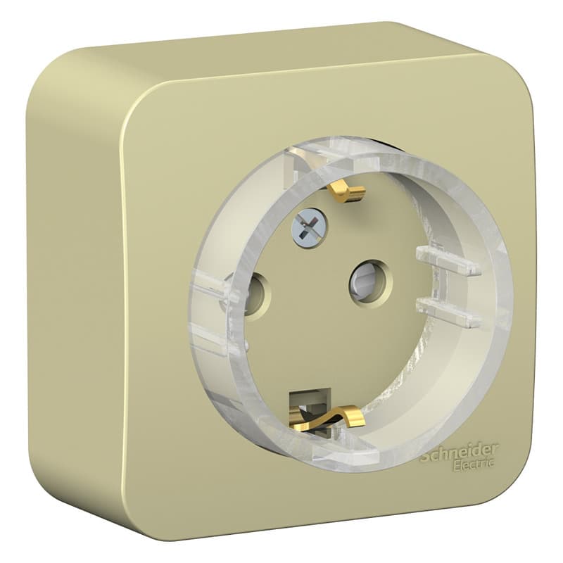 Розетка с заземлением и защитными шторками Systeme Electric Blanca BLNRA111117, цвет бежевый, защита от детей.