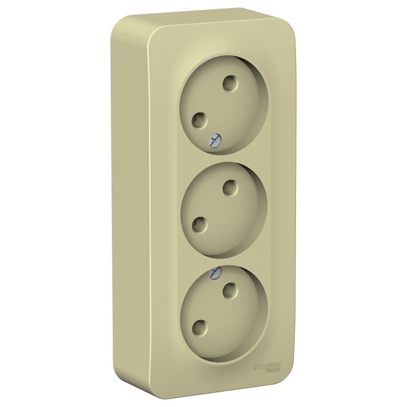 Розетка тройная без заземления Systeme Electric Blanca BLNRA000317, цвет бежевый, три евроразъема.