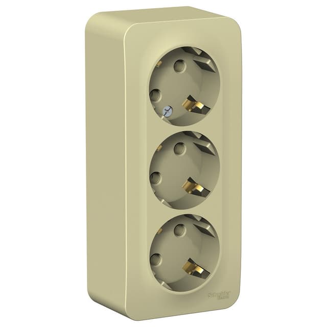 Розетка тройная с заземлением Systeme Electric Blanca BLNRA010317, цвет бежевый, три евроразъема с заземлением.