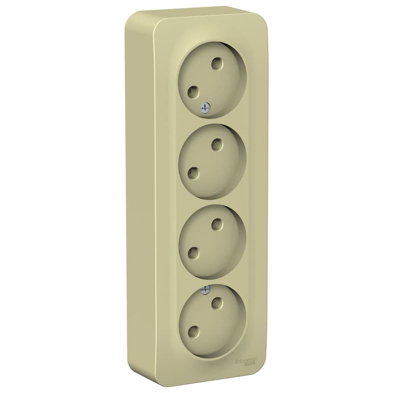 Розетка четверная без заземления Systeme Electric Blanca BLNRA000417, цвет бежевый, четыре евроразъема.