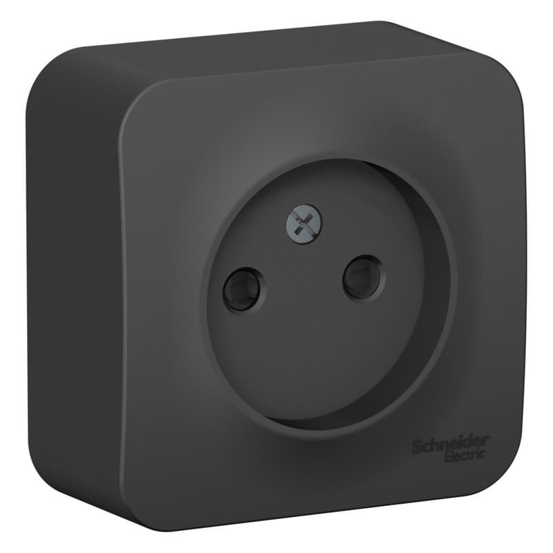 Розетка без заземления с защитными шторками Systeme Electric Blanca BLNRA001116, цвет антрацит, защита от детей.