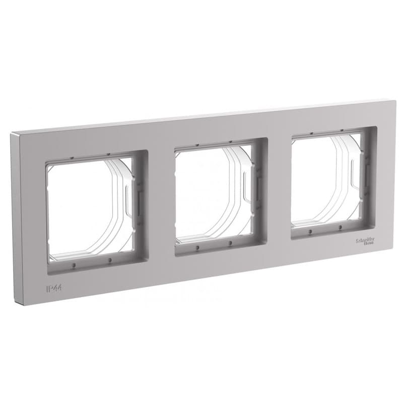 Рамка для электроустановочных изделий Systeme Electric AtlasDesign Aqua ATN440303, 3-местная, IP44, алюминий
