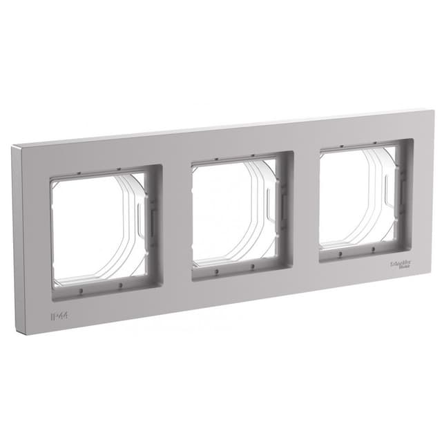 Рамка для электроустановочных изделий Systeme Electric AtlasDesign Aqua ATN440303, 3-местная, IP44, алюминий