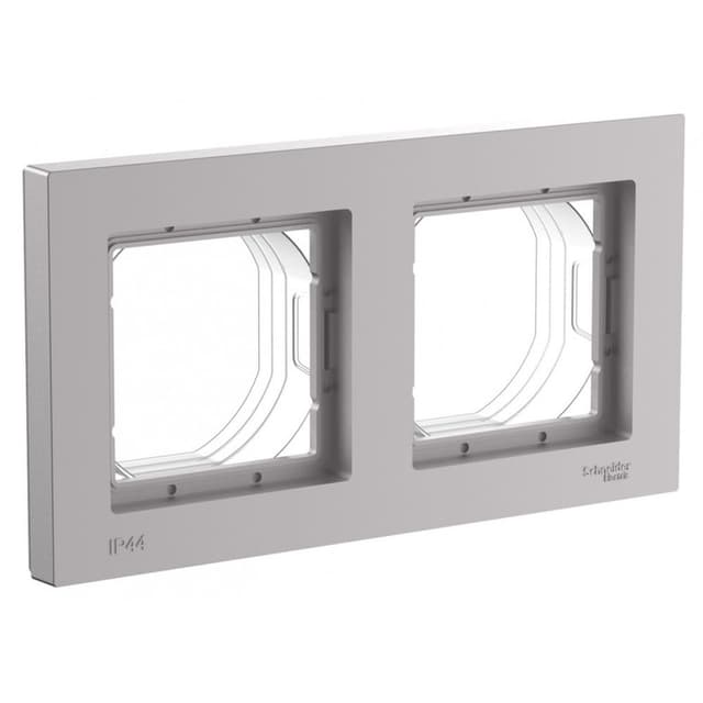 Рамка для электроустановочных изделий Systeme Electric AtlasDesign Aqua ATN440302, 2-местная, IP44, алюминий