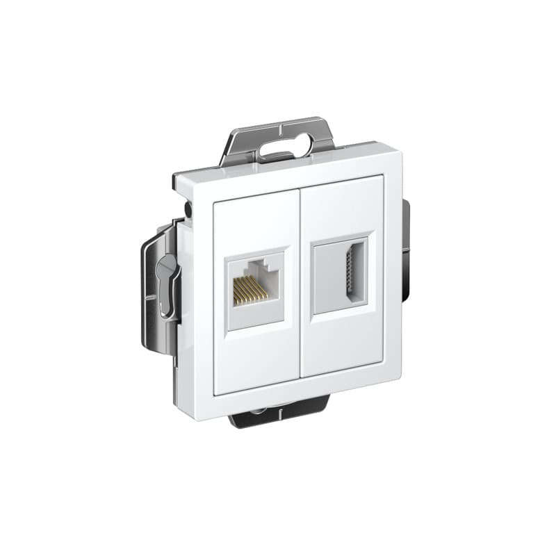 Розетка двойная HDMI + компьютерная RJ45 Systeme Electric AtlasDesign ATN000182, цвет белый, механизм для скрытого монтажа