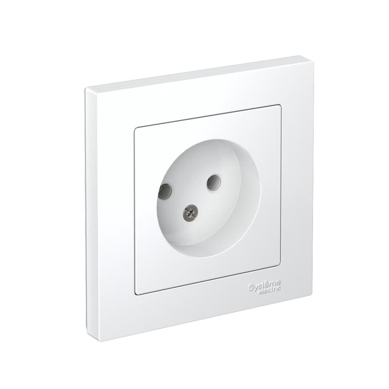 Розетка без заземления Systeme Electric AtlasDesign ATN000140, цвет белый, в сборе с рамкой, для скрытого монтажа