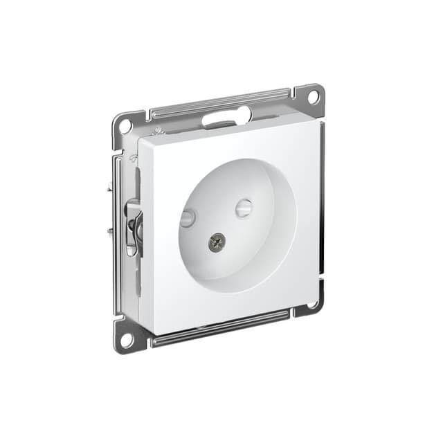 Розетка без заземления с защитными шторками Systeme Electric AtlasDesign ATN000149, цвет белый, механизм для скрытого монтажа