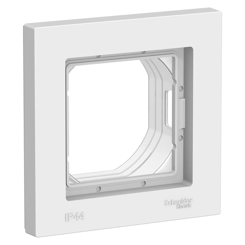 Рамка для электроустановочных изделий Systeme Electric AtlasDesign Aqua ATN440101, 1-местная, IP44, белый, глянцевая