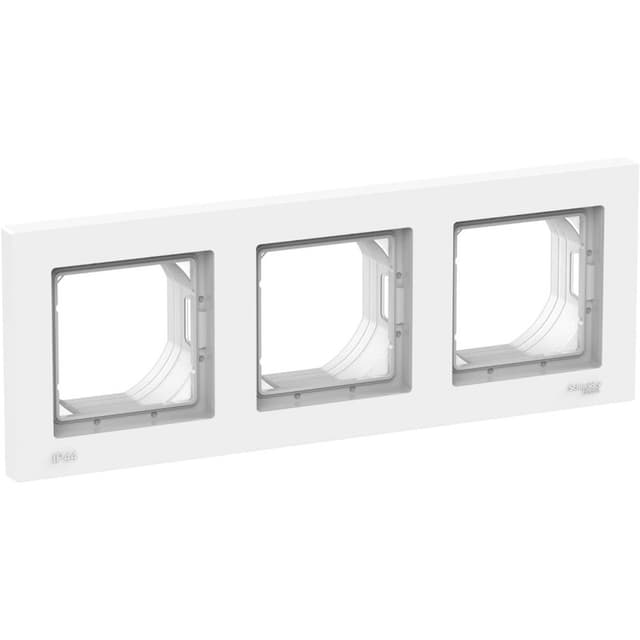 Рамка для электроустановочных изделий Systeme Electric AtlasDesign Aqua ATN440103, 3-местная, IP44, белый, глянцевая