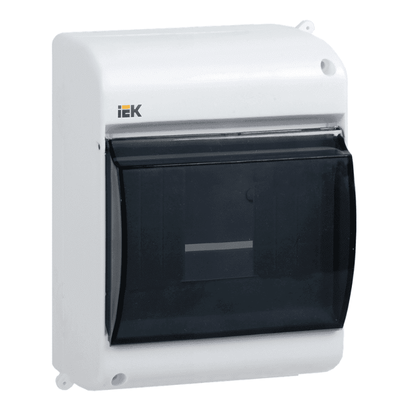 Бокс пластиковый навесной IEK KREPTA 3 MKP42-N-04-30-12, КМПн 2/4, на 4 модуля, с прозрачной крышкой, IP30, белый, с DIN-рейкой