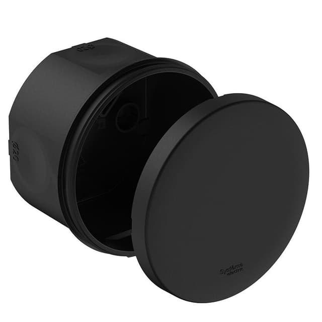 Коробка распределительная MultiBox IP66 Systeme Electric IMT352951, диаметр 80 мм, глубина 50 мм, черная, 4 мембранных ввода 20 мм, монтаж пристреливанием