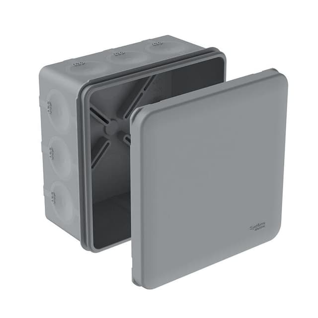 Коробка распределительная MultiBox IP66 100х100х50 мм Systeme Electric IMT351981, серая, 12 мембранных вводов D20 мм, монтаж пристреливанием, со стикером