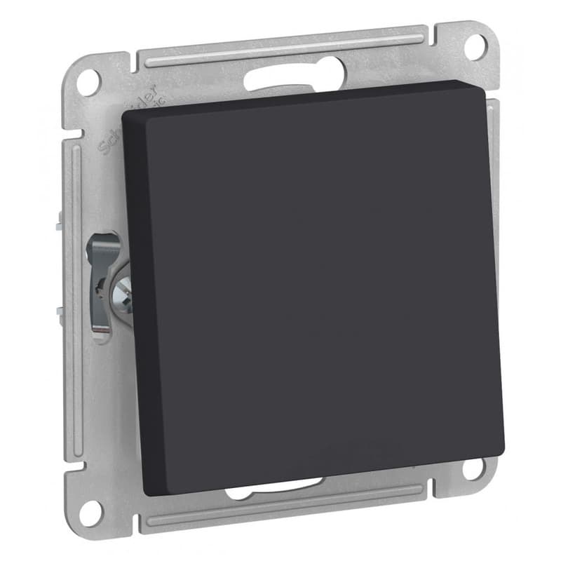 Выключатель одноклавишный проходной Systeme Electric AtlasDesign Aqua ATN441061, IP44, схема 6, 10А, цвет карбон