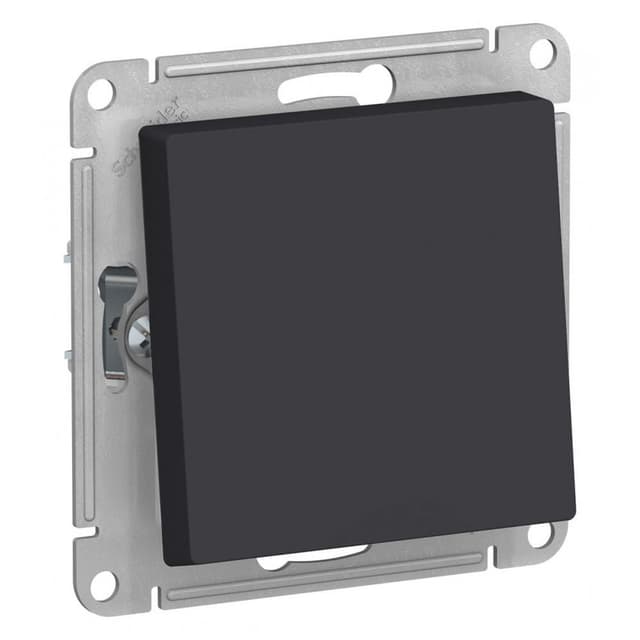 Выключатель одноклавишный проходной Systeme Electric AtlasDesign Aqua ATN441061, IP44, схема 6, 10А, цвет карбон