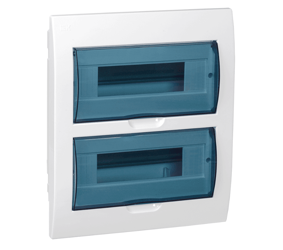 Бокс пластиковый встраиваемый IEK KREPTA 3 MKP12-V-24-40-10, ЩРВ-П-24, на 24 модуля (2 ряда), с прозрачной дверцей, IP41, белый