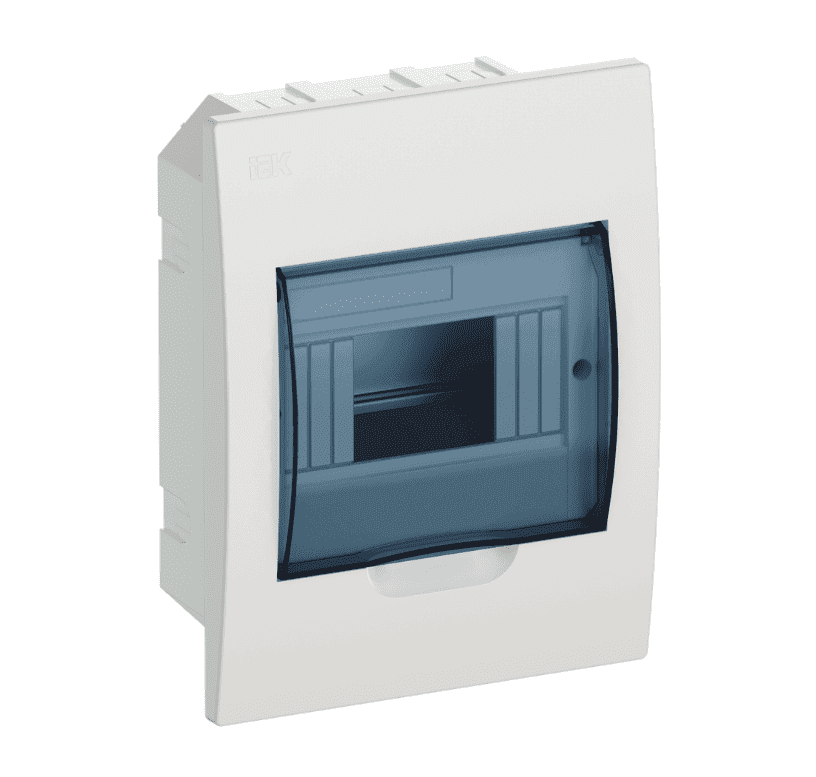 Бокс пластиковый встраиваемый IEK KREPTA 3 MKP12-V-06-40-20, ЩРВ-П-6, на 6 модулей, с прозрачной дверцей, IP41, белый