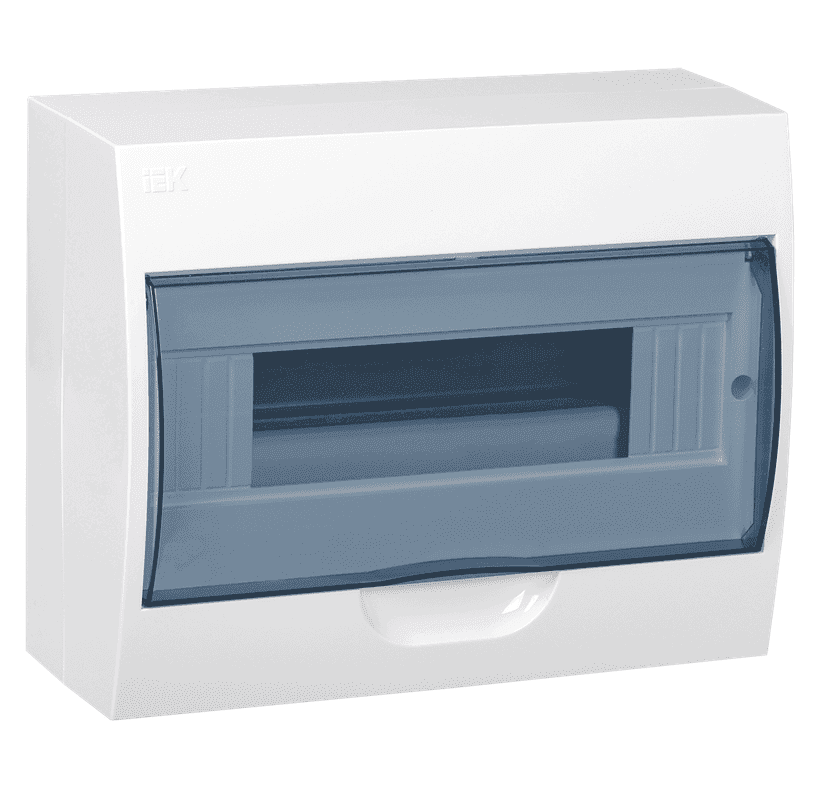 Бокс пластиковый навесной IEK KREPTA 3 MKP12-N-12-40-10, ЩРН-П-12, на 12 модулей, с прозрачной дверцей, IP41, белый
