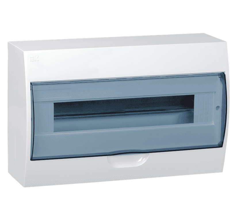 Бокс пластиковый навесной IEK KREPTA 3 MKP12-N-18-40-10, ЩРН-П-18, на 18 модулей, с прозрачной дверцей, IP41, белый