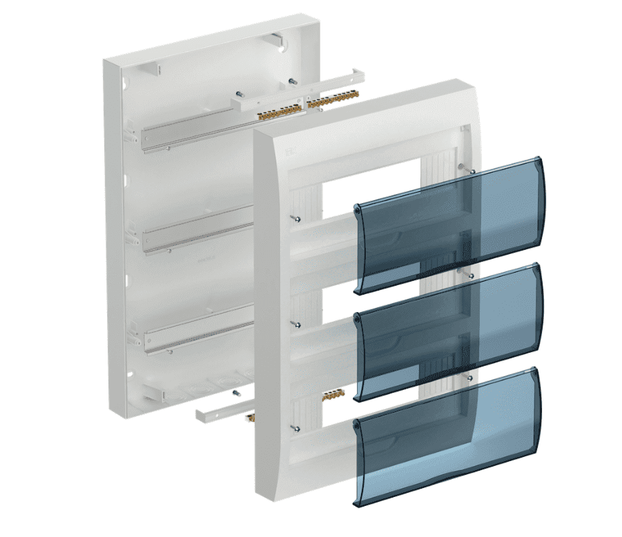 Бокс пластиковый навесной IEK KREPTA 3 MKP12-N-36-40-05, ЩРН-П-36, на 36 модулей (3 ряда), с прозрачной дверцей, IP41, белый - в разобранном виде