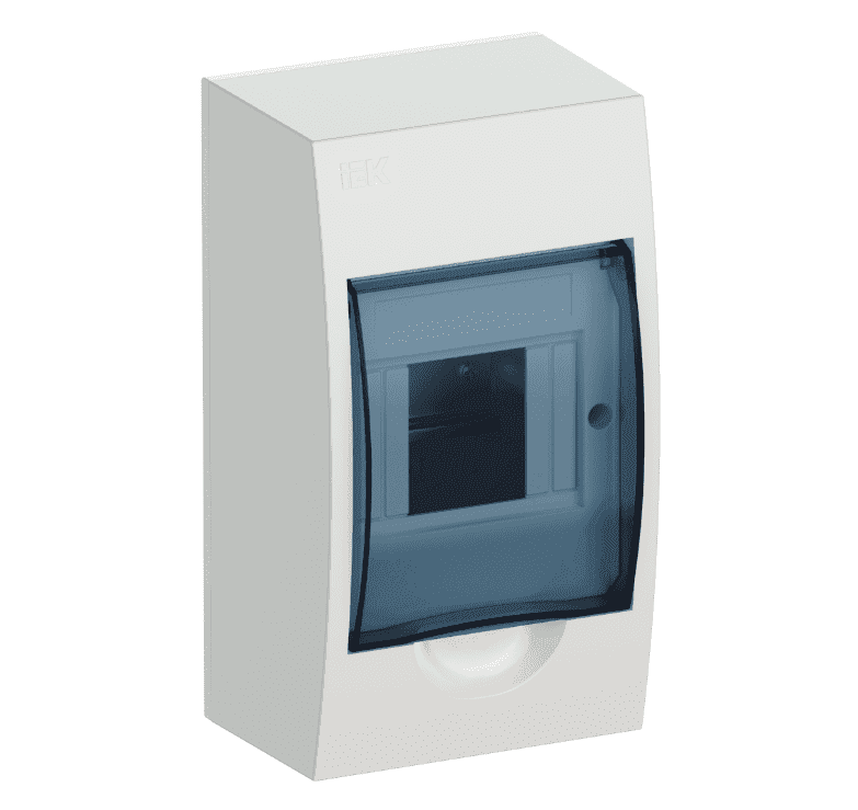 Бокс пластиковый навесной IEK KREPTA 3 MKP12-N-04-40-20, ЩРН-П-4, на 4 модуля, с прозрачной дверцей, IP41, белый
