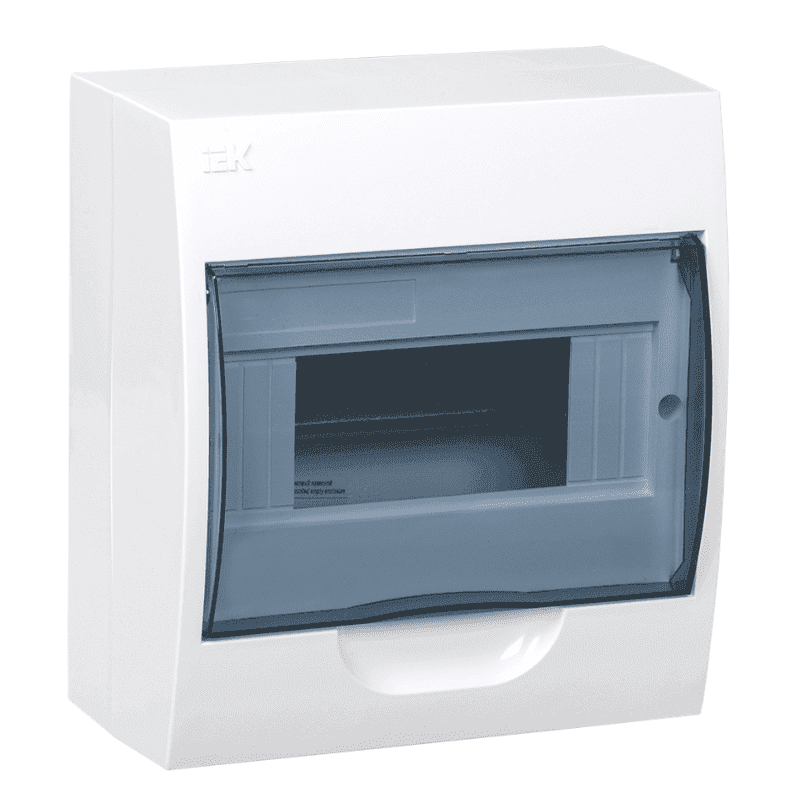 Бокс пластиковый навесной IEK KREPTA 3 MKP12-N-08-40-20, ЩРН-П-8, на 8 модулей, с прозрачной дверцей, IP41, белый