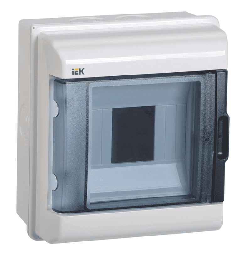 Бокс пластиковый навесной IEK KREPTA 5 MKP72-N3-05-55, КМПн-5, на 5 модулей, с прозрачной крышкой, IP55, белый