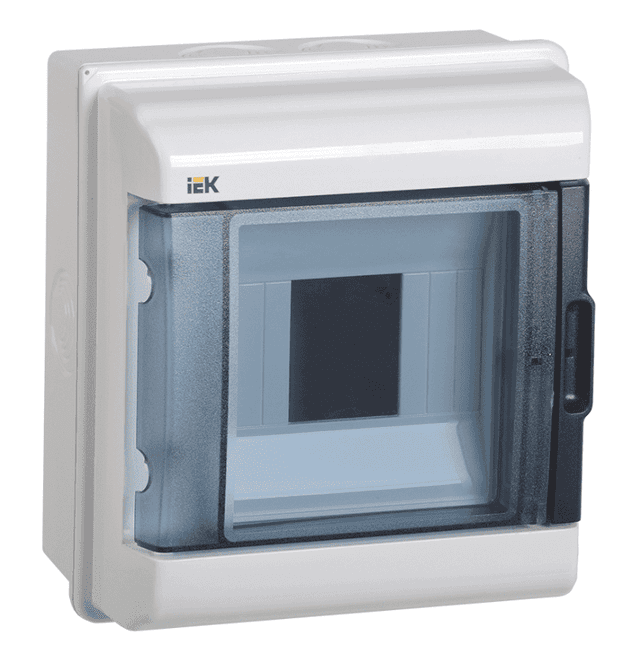 Бокс пластиковый навесной IEK KREPTA 5 MKP72-N3-05-55, КМПн-5, на 5 модулей, с прозрачной крышкой, IP55, белый