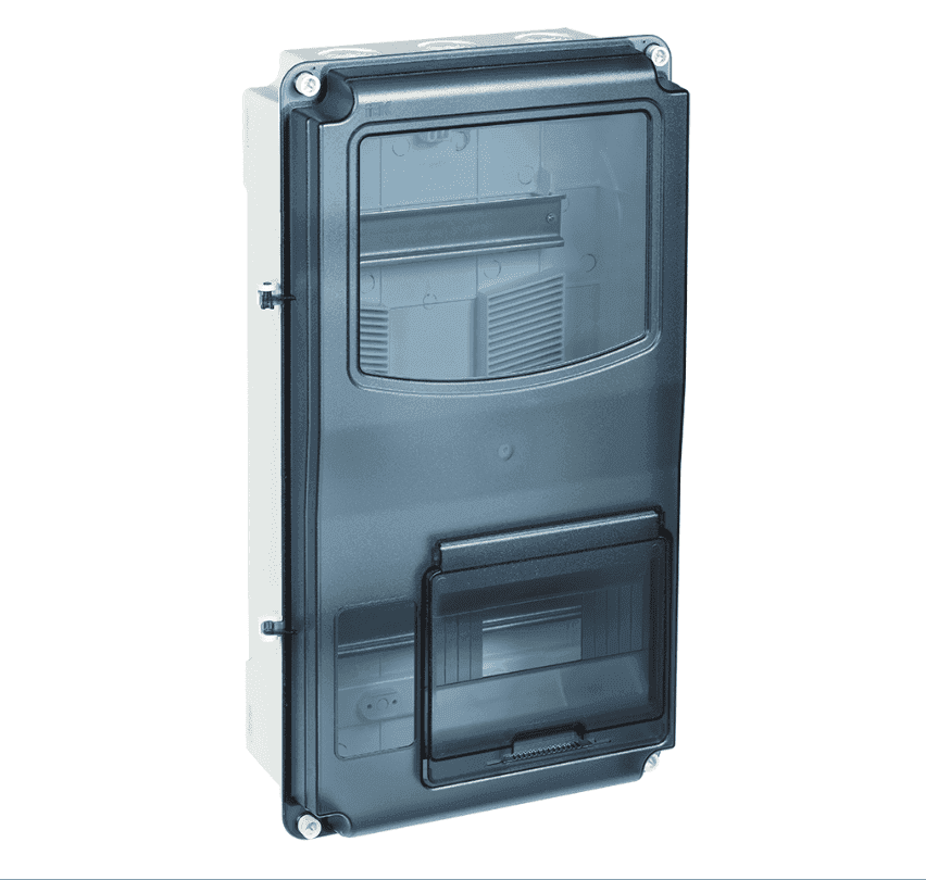 Бокс пластиковый навесной IEK KREPTA 5 MSP3-N-12-55, ЩУРн-П 3/12, на 12 модулей и 1 счетчик, учетно-распределительный, IP66, с прозрачной крышкой, белый