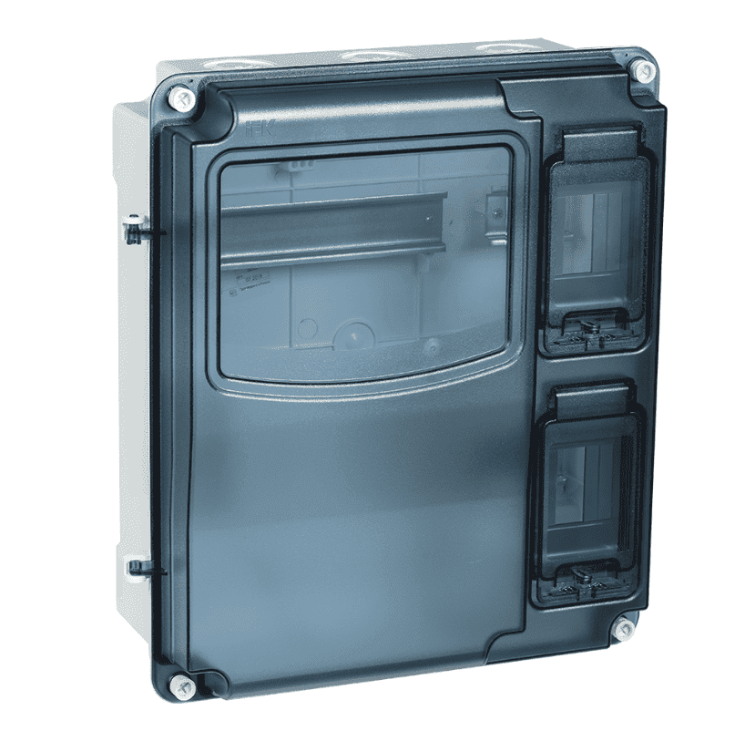 Бокс пластиковый навесной IEK KREPTA 5 MSP3-N-06-55, ЩУРн-П 3/6, на 6 модулей и 1 счетчик, учетно-распределительный, IP66, с прозрачной крышкой, белый