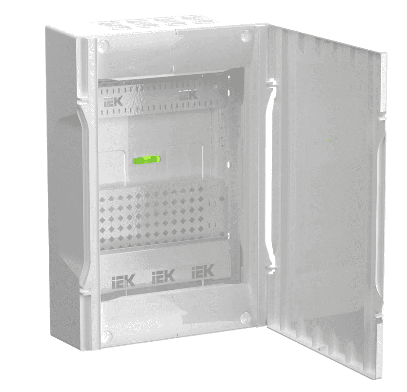 Корпус пластиковый навесной для мультимедийных устройств IEK KREPTA 5 KR5-KP23-N-41, 2 ряда, 460х310 мм, IP40, белый - с открытой дверцей