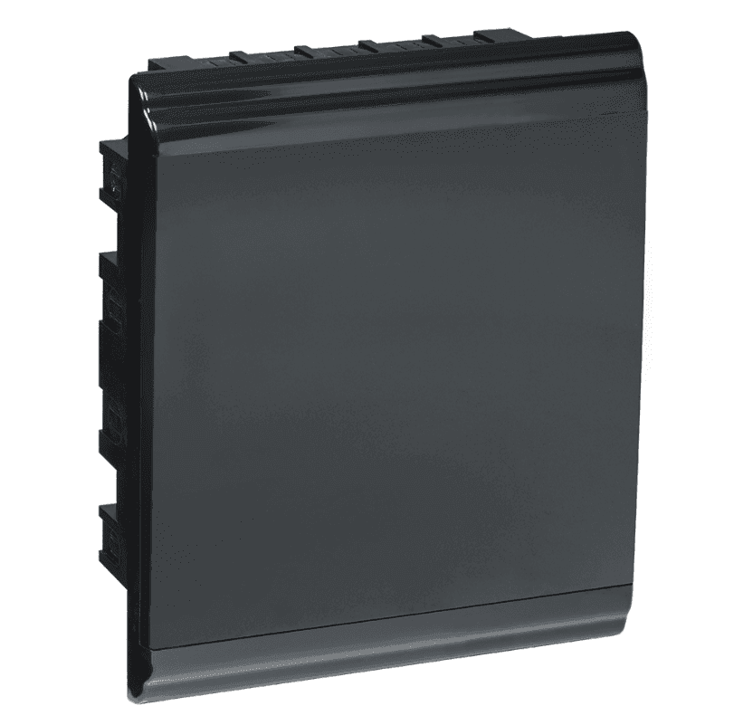 Встраиваемый пластиковый распределительный щит IEK PRIME MKP13-V-01-24-41-K02, ЩРВ-П-24, на 24 модуля (2 ряда), IP41, черная непрозрачная дверца