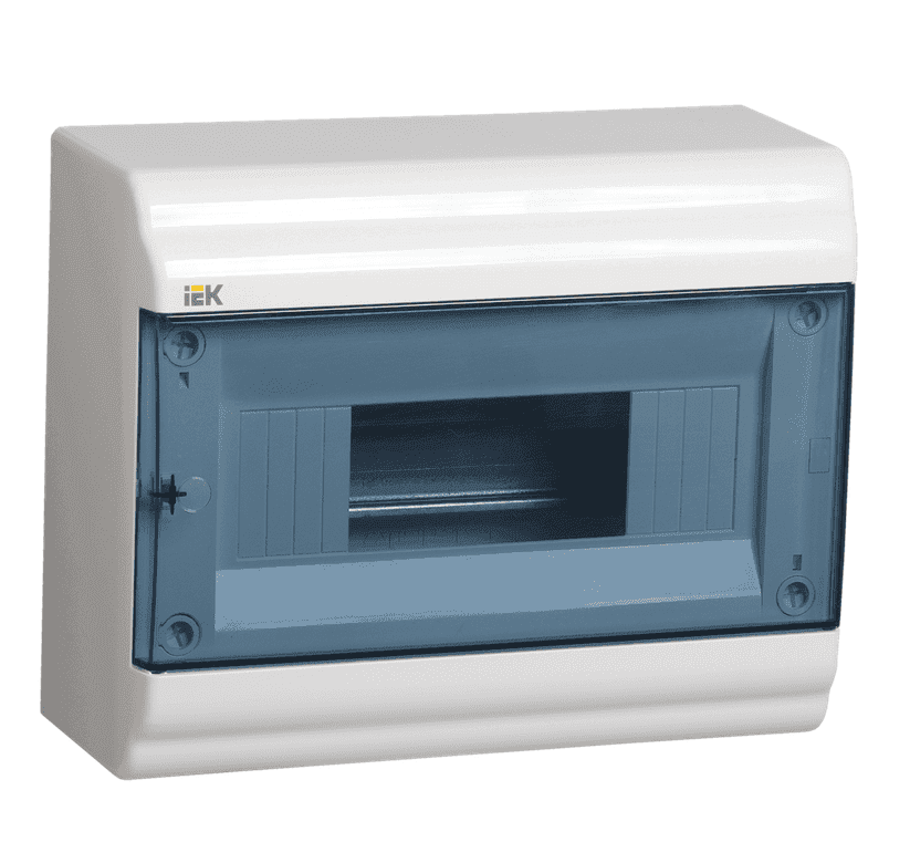 Бокс пластиковый навесной IEK PRIME MKP82-N-09-41-20, ЩРН-П-9, на 9 модулей, IP41, прозрачная дверца, белый