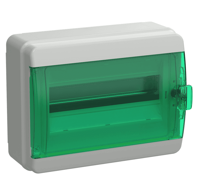 Бокс пластиковый навесной IEK TEKFOR TF5-KP72-N-12-65-K03-K06, КМПн-12, на 12 модулей, IP65, с прозрачной дверцей, серый