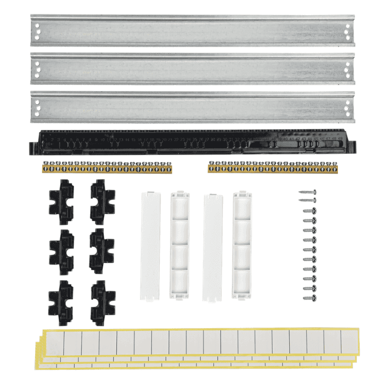Бокс пластиковый встраиваемый IEK TEKFOR TF5-KP12-V-36-41-K01-K03, ЩРВ-П-36, на 36 модулей (3 ряда), IP41, с прозрачной черной дверцей, белый - комплектация