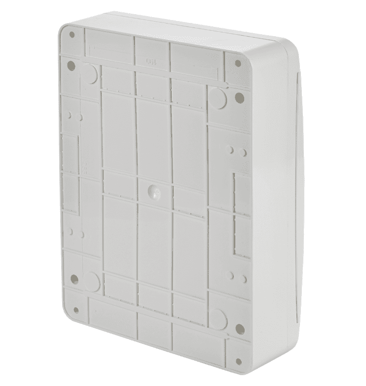 Бокс пластиковый навесной IEK TEKFOR TF5-KP13-N-24-41-K01-K01, ЩРН-П-24, на 24 модуля (2 ряда), IP41, белая непрозрачная дверца, белый - вид сзади