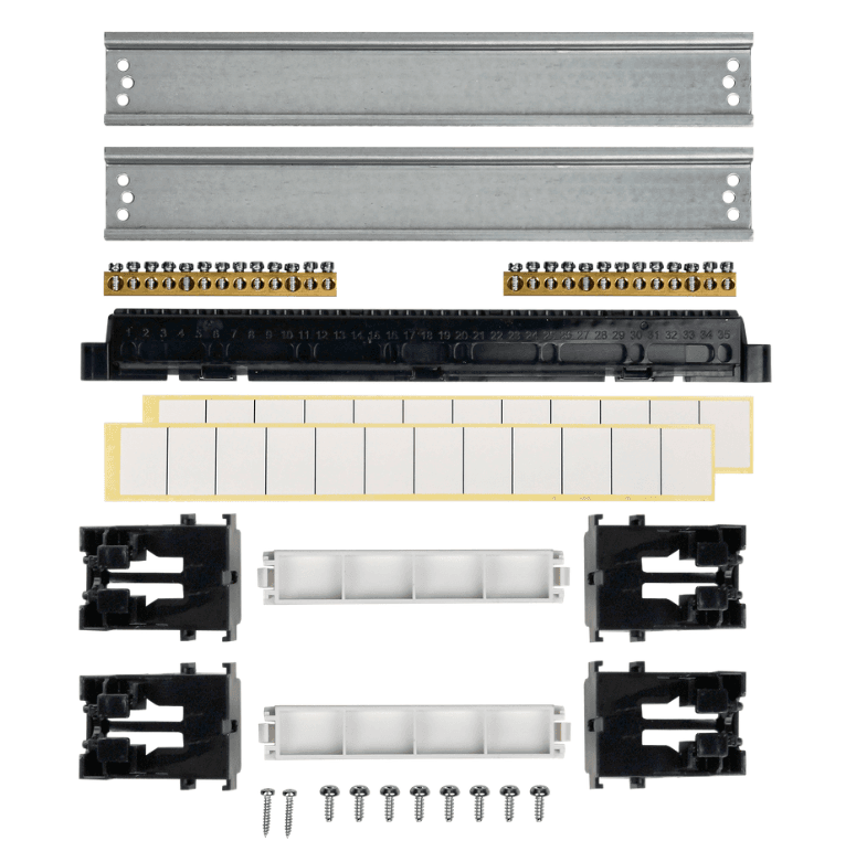 Бокс пластиковый навесной IEK TEKFOR TF5-KP12-N-24-41-K01-K03, ЩРН-П-24, на 24 модуля (2 ряда), IP41, черная прозрачная дверца, белый - комплектация