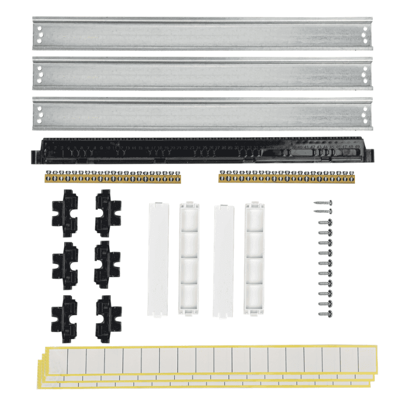 Бокс пластиковый навесной IEK TEKFOR TF5-KP12-N-54-41-K01-K03, ЩРН-П-54, на 54 модуля (3 ряда), IP41, черная прозрачная дверца, белый - комплектация