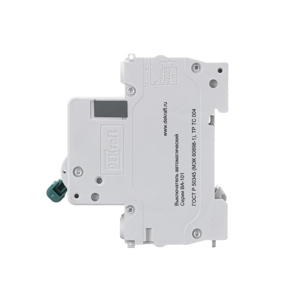 Автоматический выключатель модульный DEKraft ВА-101 2P, характеристика C, номинальный ток 40А, отключающая способность 4,5кА, артикул 11070DEK - вид сбоку