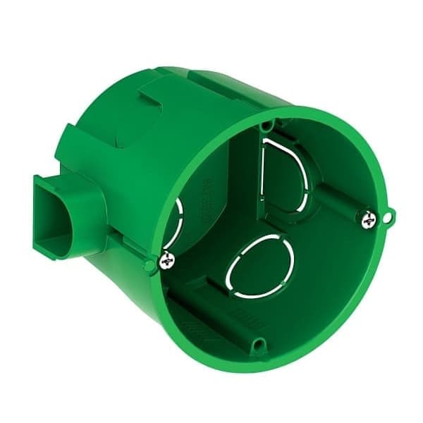 Подрозетник для сплошных стен Systeme Electric IMT351011, установочная коробка D65х60мм, зеленая, для скрытого монтажа, 8 вводов, без крышки