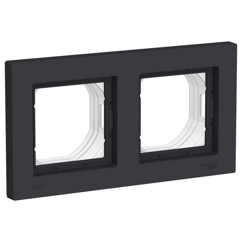 Рамка для электроустановочных изделий Systeme Electric AtlasDesign Aqua ATN441002, 2-местная, IP44, карбон