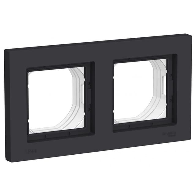 Рамка для электроустановочных изделий Systeme Electric AtlasDesign Aqua ATN441002, 2-местная, IP44, карбон
