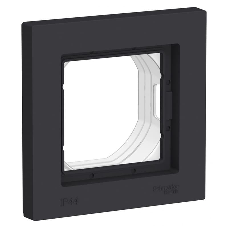 Рамка для электроустановочных изделий Systeme Electric AtlasDesign Aqua ATN441001, 1-местная, IP44, карбон