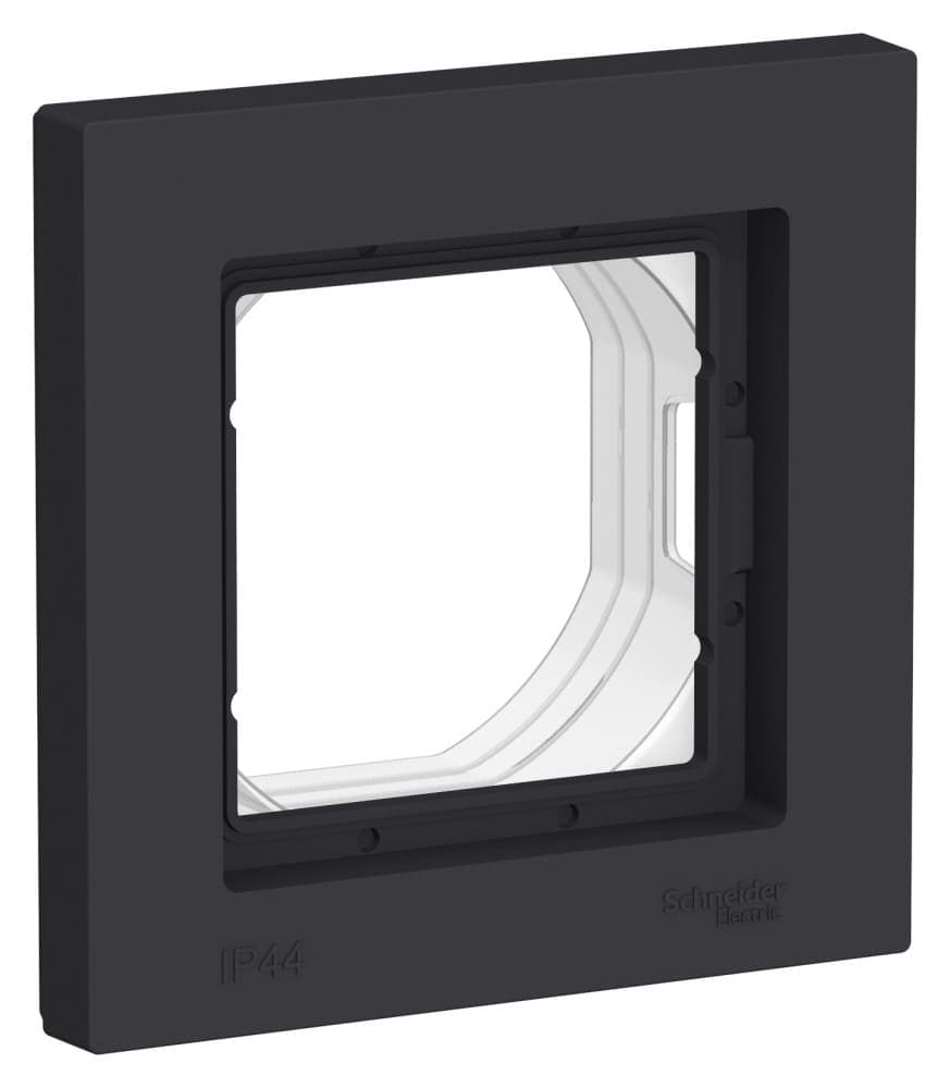 Рамка для электроустановочных изделий Systeme Electric AtlasDesign Aqua ATN441001, 1-местная, IP44, карбон