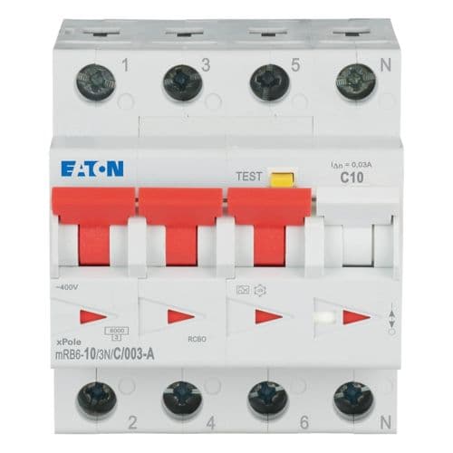 Дифференциальный автоматический выключатель Eaton mRB6-10/3N/C/003-A, фото 3